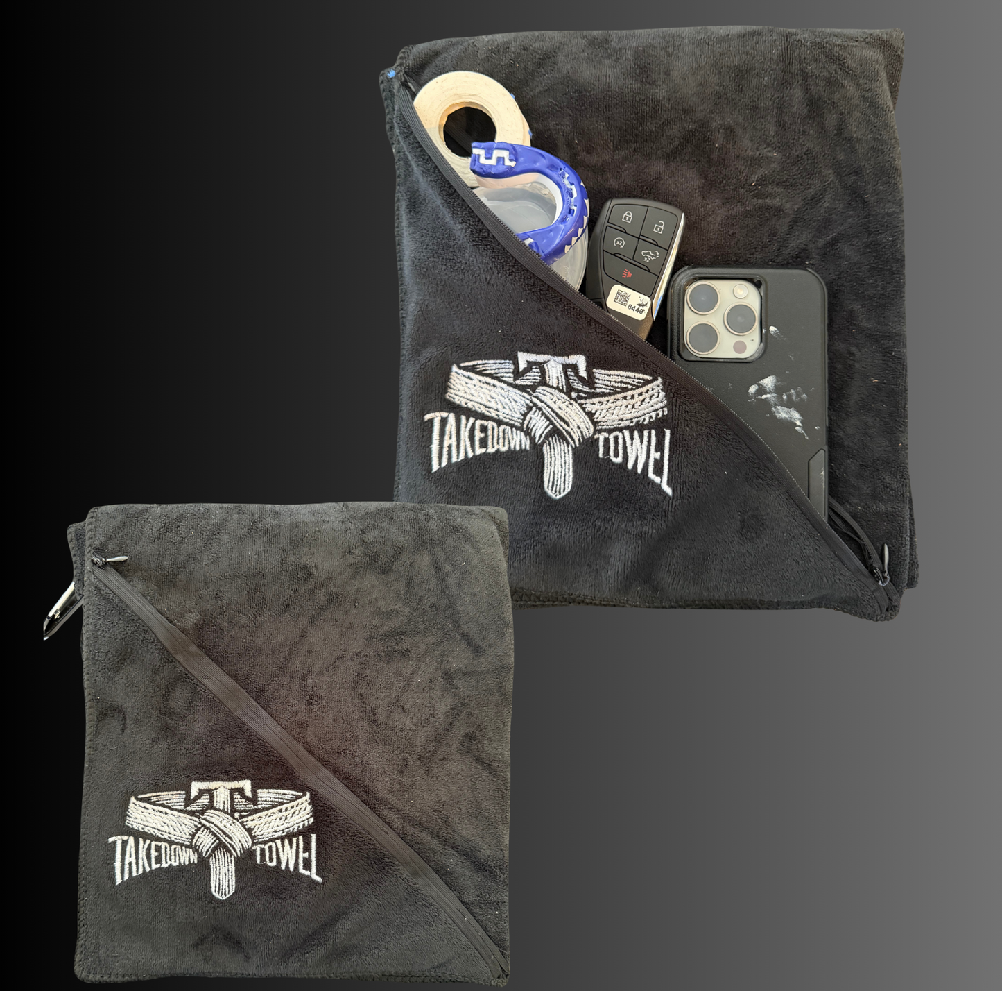 Takedown Towel β Ultra-Absorbent, Anti-Slip, Antimicrobial Gym & Fight Towel with oversized pocket